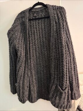 Annie Bing Charcoal Open-Front Chunky Knit Cardigan
